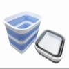 SAMMART 12L Collapsible Tub - Portable Outdoor Picnic Tray - Portable Washing Basin - Space Saving Plastic Washtub (Grey + Baby Blue (Set of 2)) view 2