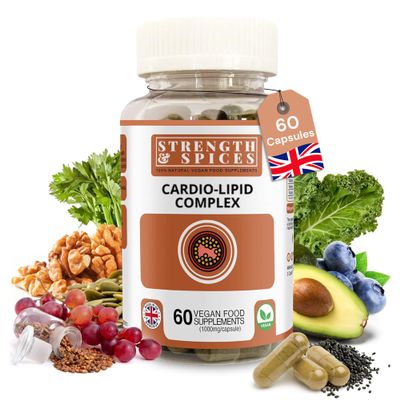 Strength & Spices Cholesterol Care, Cholesterol Lowering Supplements with 15 Powerful Ingredients, Vegan Supplements Rich in Omega 6 and Plant Sterols, Fast-Absorbing Formulation, 1000mg, 60 Capsules