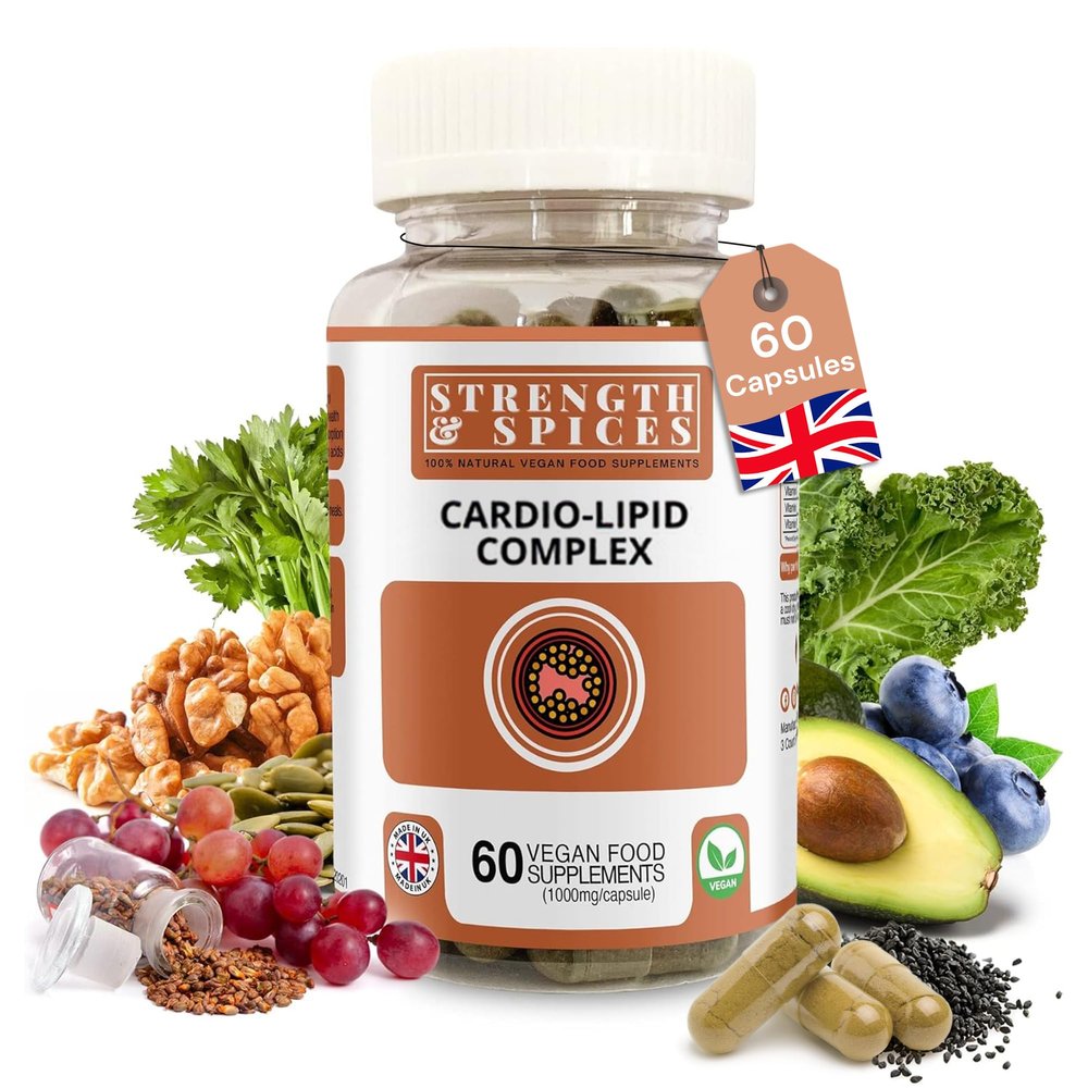 Strength & Spices Cholesterol Care, Cholesterol Lowering Supplements with 15 Powerful Ingredients, Vegan Supplements Rich in Omega 6 and Plant Sterols, Fast-Absorbing Formulation, 1000mg, 60 Capsules