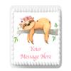 Cute Sloth Animal PERSONALISED 7.5 inch SQUARE on Decor Icing Sheet Edible Cake Topper - Perfect for Decorating Larger Cakes view 1
