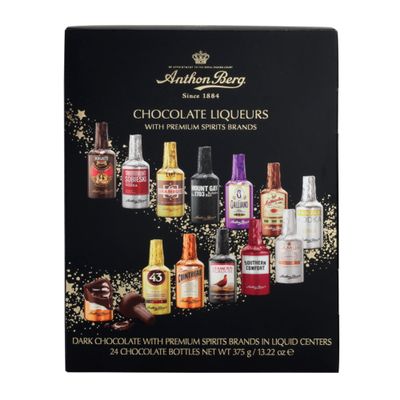 Anthon Berg 24 Chocolate Liqueurs, Famous Spirits with a Delicious Liquid Filling, 375 g (Pack of 1)