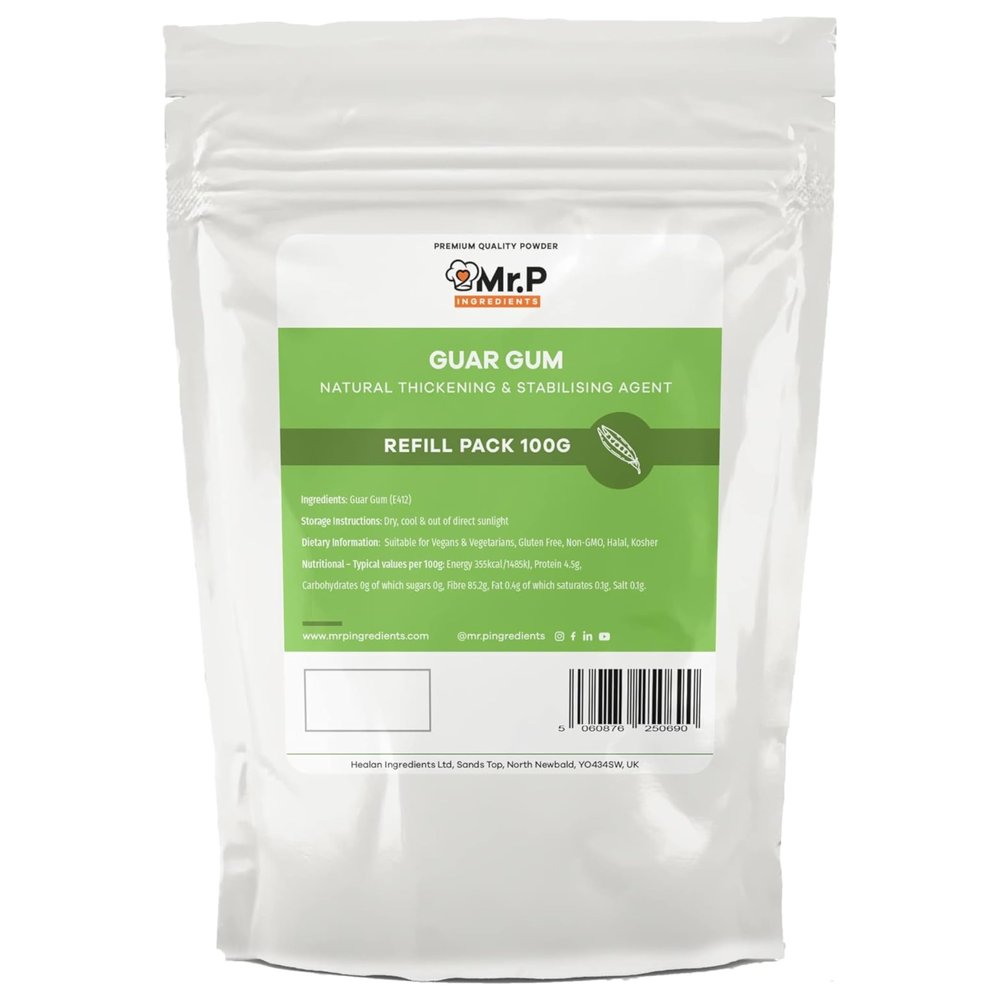 Mr.P Ingredients Guar Gum 100g Powder Thickener and Stabiliser Agent Vegan Vegetarian Halal Kosher Gluten Free Resealable Pouche