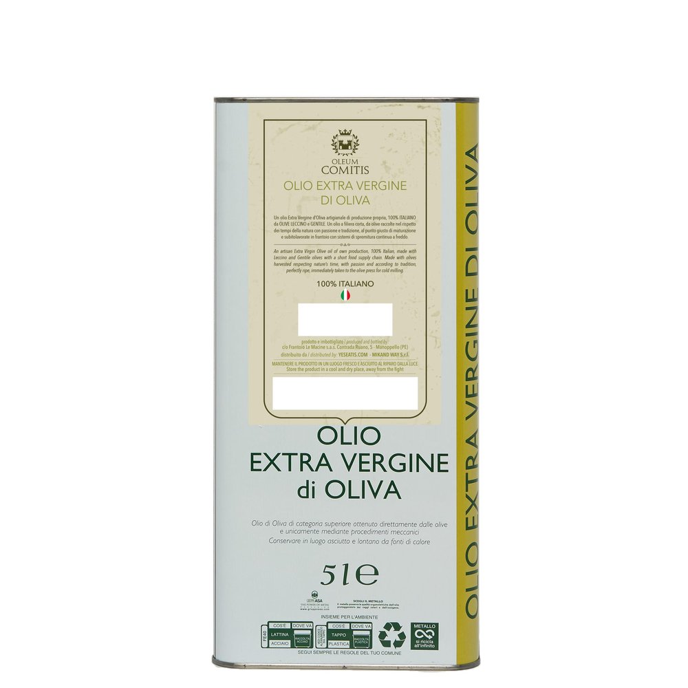 Oleum Comitis - Extra Virgin Olive Oil 100% Italian Cold Pressed - 5 l (169 fl oz) Can