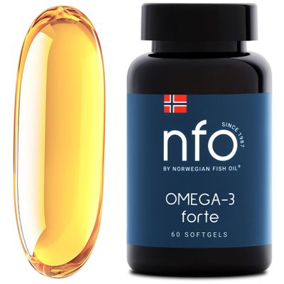 NFO Omega 3 Forte  360 Capsules | High Strength Fish Oil from Norway | EPA DHA with Vitamin E | One Capsule Daily | Value Pack (1er-Pack, Rindergel., 60 St.)