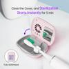 ELMWAY STB-021 UV Toothbrush Sanitizer Case  Compact UVC Sterilizer with Fan, USB Rechargeable Travel Toothbrush Cover for Daily Manual & Electric Toothbrushes  Pink view 3