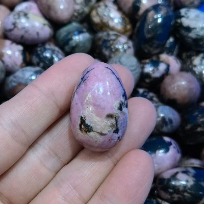 20X30mm Pink Black Garnet Oval Healing Natural Crystal Massage Mineral Gemstone Decoration,3 PC