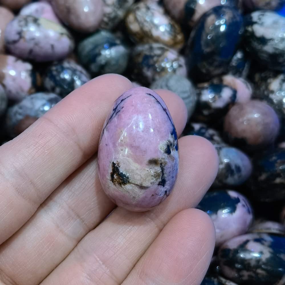 20X30mm Pink Black Garnet Oval Healing Natural Crystal Massage Mineral Gemstone Decoration,3 PC