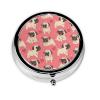 Funny Cartoon Pug Puppy Dog Round Pill Case Portable 3 Compartment Pill Case for Pocket, Purse 2.0x2.0x0.7 Inch (1 Pack) view 1