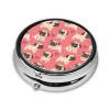 Funny Cartoon Pug Puppy Dog Round Pill Case Portable 3 Compartment Pill Case for Pocket, Purse 2.0x2.0x0.7 Inch (1 Pack) view 2
