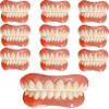 Immediate Fake Teeth Reusable Perfect Smile Upper and Lower Jaw Veneers Teeth Dental Silicone Tooth Whitening Temporary Prosthesis Teeth for Men Women Cover Missing Teeth,10pc view 1