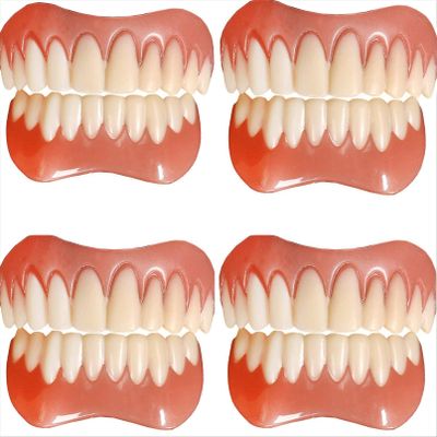 Instant Dentures Temporary Natural Tone Cosmetic Veneer Dental Silicone Tooth Reusable Detachable Perfect Smile Top Bottom Whitening Prosthesis Teeth Men and Women,4pc