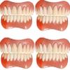 Instant Dentures Temporary Natural Tone Cosmetic Veneer Dental Silicone Tooth Reusable Detachable Perfect Smile Top Bottom Whitening Prosthesis Teeth Men and Women,4pc view 1