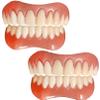 Instant Dentures Temporary Natural Tone Cosmetic Veneer Dental Silicone Tooth Reusable Detachable Perfect Smile Top Bottom Whitening Prosthesis Teeth Men and Women,2pc view 1
