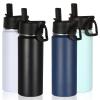 Volhoply 530ml 18oz Insulated Water Bottle Bulk 4 Pack, Kids Stainless Steel Water Bottles with Straw Lid, Reusable Metal Wide Mouth Sports Flask Keep Hot and Cold (Mix,4 Pack) view 1