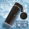 Volhoply 530ml 18oz Insulated Water Bottle Bulk 4 Pack, Kids Stainless Steel Water Bottles with Straw Lid, Reusable Metal Wide Mouth Sports Flask Keep Hot and Cold (Mix,4 Pack) view 2