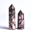 100% Natural Quartz Point Rhodonite Obelisk Pink Stone Wand Rhodochrosite Ornament for Home Decor Stone Collection,Rhodonite,70-80mm view 2