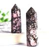 100% Natural Quartz Point Rhodonite Obelisk Pink Stone Wand Rhodochrosite Ornament for Home Decor Stone Collection,Rhodonite,70-80mm view 3