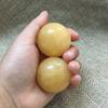 1Pair 50mm Natural Jade Baoding Ball Fitness Handball Quartz Sphere Relaxation Hand Wrist Exercise Stone,Yellow Jade view 1