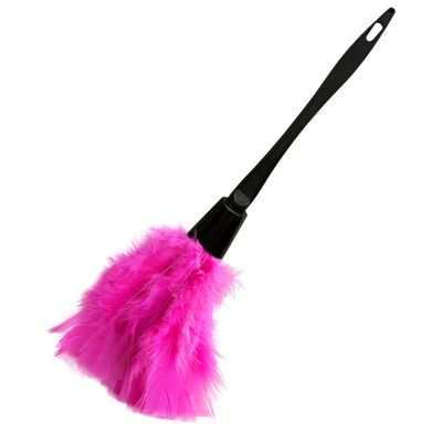 14 Inch Turkey Feather Duster  Lightweight Cleaning Brush for Home, Office, Furniture, Blinds, and Electronics (Rose Red)