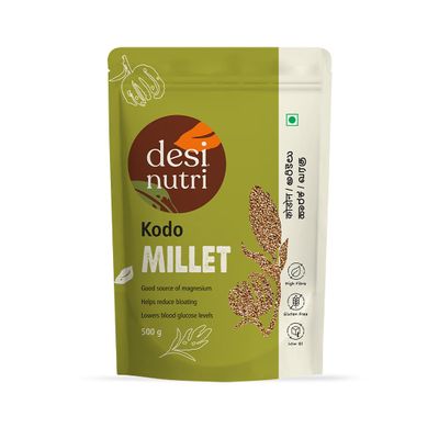 Desi Nutri Kodo Millet Grains | Millets | Natural Grains | Arikelu | Varagu | Harka | Kodon | Kodo Millet - 500 gms | Rich in Fiber and Protein, Pack of 1