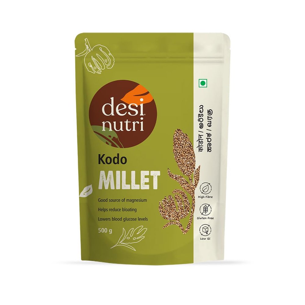 Desi Nutri Kodo Millet Grains | Millets | Natural Grains | Arikelu | Varagu | Harka | Kodon | Kodo Millet - 500 gms | Rich in Fiber and Protein, Pack of 1