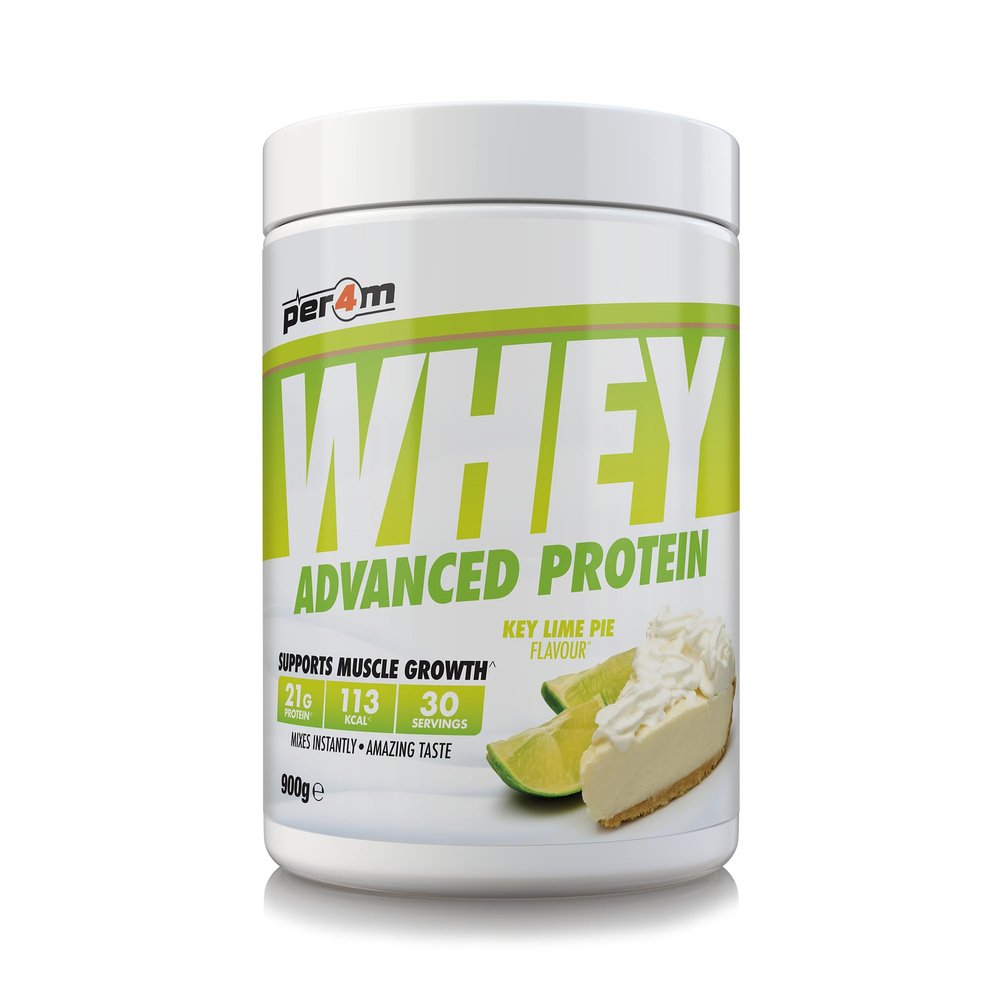 Per4m Whey Protein Powder | High Protein Shake for Muscle Growth & Recovery | Low Sugar Gym Supplement | Sports Nutrition Drink + Amino Acids (900g, Key Lime Pie)