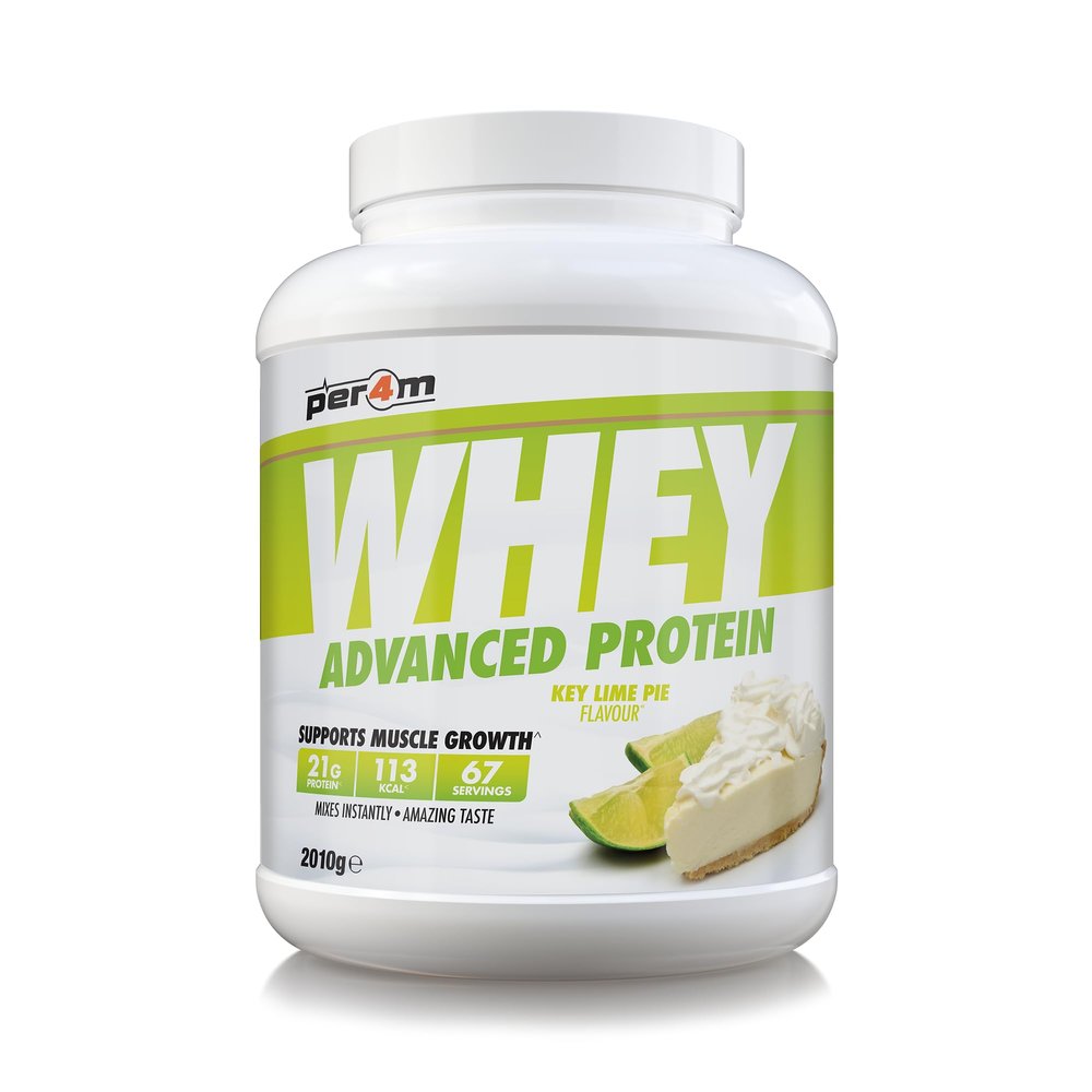 Per4m Whey Protein Powder | High Protein Shake for Muscle Growth & Recovery | Low Sugar Gym Supplement | Sports Nutrition Drink + Amino Acids (2010g, Key Lime Pie)