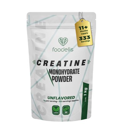 Pure Creatine Monohydrate Powder 1 Kg Unflavoured Micronised 333 Servings 11 Months + Supply Pre Workout or Post Recovery Powder Muscle Growth Supplements Gym for Men & Women Vegan Scoop Included