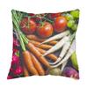 Fabulous Sequin Cushion Cover Teal Assorted Vegetables and Fresh Fruit Orange and White Carrots -Grape Strawberry Kiwi Tomatoes Apple Food Healthy Vegan Yummy view 3