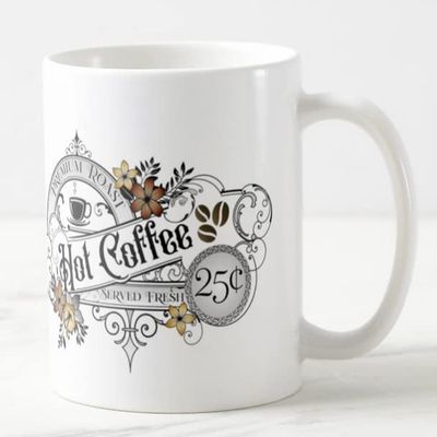 Vixar Hot Coffee Premium Roast Served Fresh Coloured Mug Cup Gift Birthday Work Office Christmas Tea Coffee (White)
