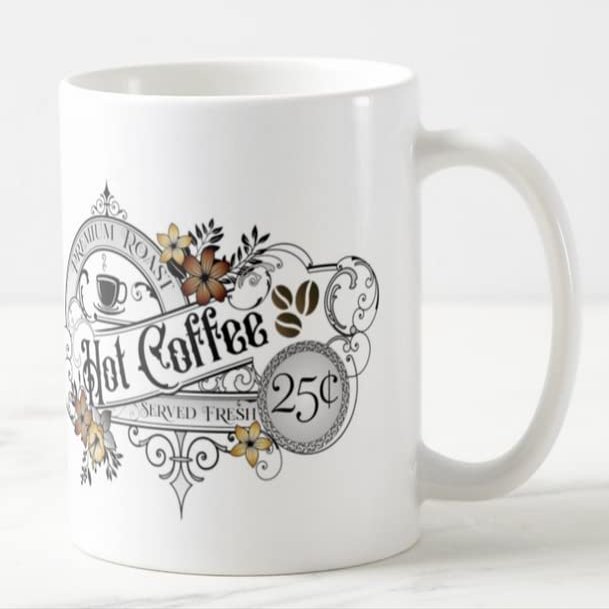 Vixar Hot Coffee Premium Roast Served Fresh Coloured Mug Cup Gift Birthday Work Office Christmas Tea Coffee (White)