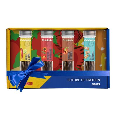 SENS Edible Insect Mix, Spicy Party Snack, Roasted Crickets and Mealworms, Crispy Snack Rich in Proteins, Gift Idea for Foodies