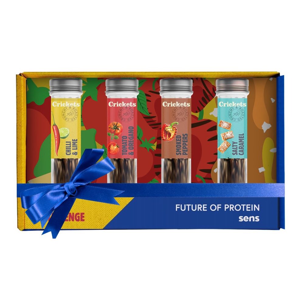 SENS Edible Insect Mix, Spicy Party Snack, Roasted Crickets and Mealworms, Crispy Snack Rich in Proteins, Gift Idea for Foodies
