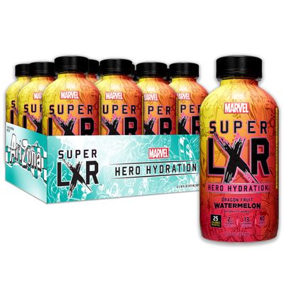 Arizona x Marvel Super LXR Dragon Fruit Watermelon Hero Hydration, Pack of 12 x 473ml PET Bottles, Sports Drink with Electrolytes and Vitamins