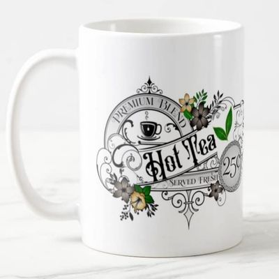 Vixar Hot Tea Premium Blend Served Fresh Coloured Mug Cup Gift Birthday Work Office Christmas Tea Coffee (White)