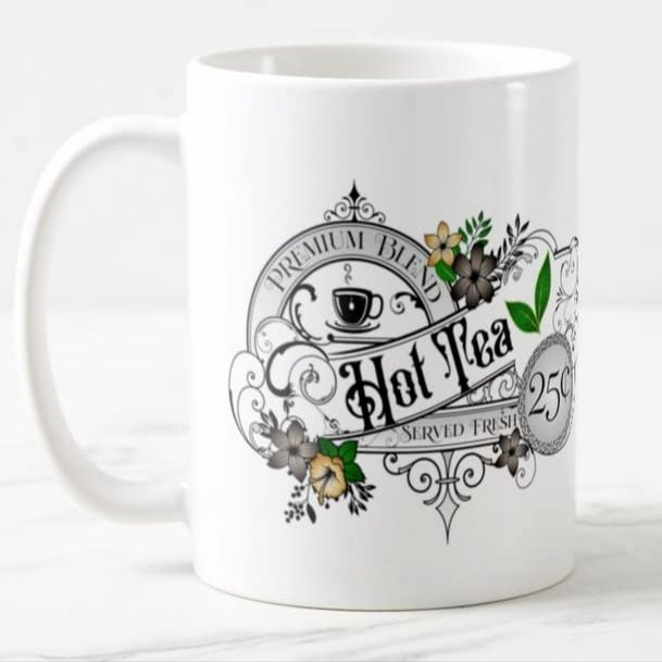 Vixar Hot Tea Premium Blend Served Fresh Coloured Mug Cup Gift Birthday Work Office Christmas Tea Coffee (White)