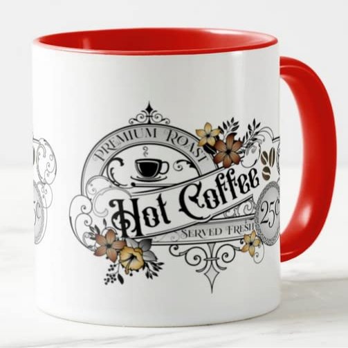Vixar Hot Coffee Premium Roast Served Fresh Coloured Mug Cup Gift Birthday Work Office Christmas Tea Coffee (Red)