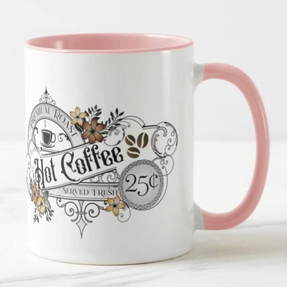 Vixar Hot Coffee Premium Roast Served Fresh Coloured Mug Cup Gift Birthday Work Office Christmas Tea Coffee (Pink)
