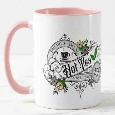 Vixar Hot Tea Premium Blend Served Fresh Coloured Mug Cup Gift Birthday Work Office Christmas Tea Coffee (Pink)