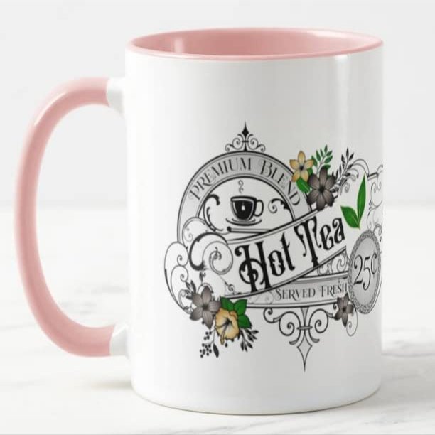 Vixar Hot Tea Premium Blend Served Fresh Coloured Mug Cup Gift Birthday Work Office Christmas Tea Coffee (Pink)