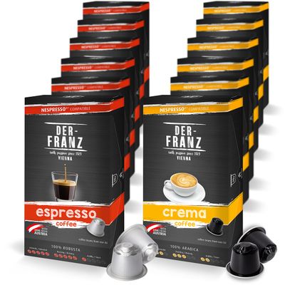 Nespresso Compatible Coffee Capsules, 12 x 10 Capsules (60 x Crema, 60 x Espresso)
