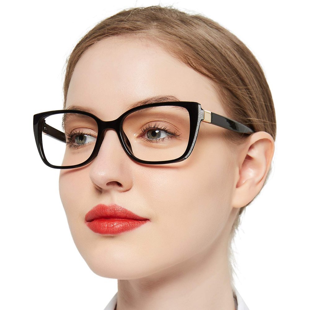 OCCI CHIARI Reading Glasses 1.25 Womens Square Reading Glasses Premium Readers Glasses for Women Modern Design (Black, 125)