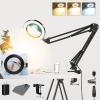 10X Magnifying Glass with Light, Adjustable Swing Arm 72 LEDs Real Glass Lens Magnifying Lamp, 3 Color Modes 10 Stepless Dimmable, Lighted Magnifier for Daily Reading Hobbies Crafts Workbench (Black) view 1