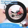 10X Magnifying Glass with Light, Adjustable Swing Arm 72 LEDs Real Glass Lens Magnifying Lamp, 3 Color Modes 10 Stepless Dimmable, Lighted Magnifier for Daily Reading Hobbies Crafts Workbench (Black) view 3