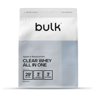 Bulk Clear Whey All in One, Protein Powder Shake With Creatine, Glutamine, BCAA, Carbohydrates, Apple & Blackcurrant, 500 g, 10 Servings, Packaging May Vary