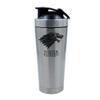 500ml Aluminium Shaker Bottle for Supplement Shakes - Easy Clean, Durable Cup Winter is Coming Stark wolf, Birthday, Christmas, Secret Santa. (Silver) view 1