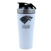 500ml Aluminium Shaker Bottle for Supplement Shakes - Easy Clean, Durable Cup Winter is Coming Stark wolf, Birthday, Christmas, Secret Santa. (White) view 1