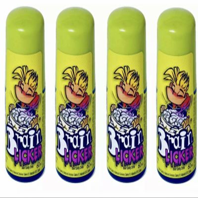 4 x Blue Brain Licker 60ml - Sour Candy Roller Drink - Blue Raspberry Flavour sour rolling candy - TikTok Brain Lickers