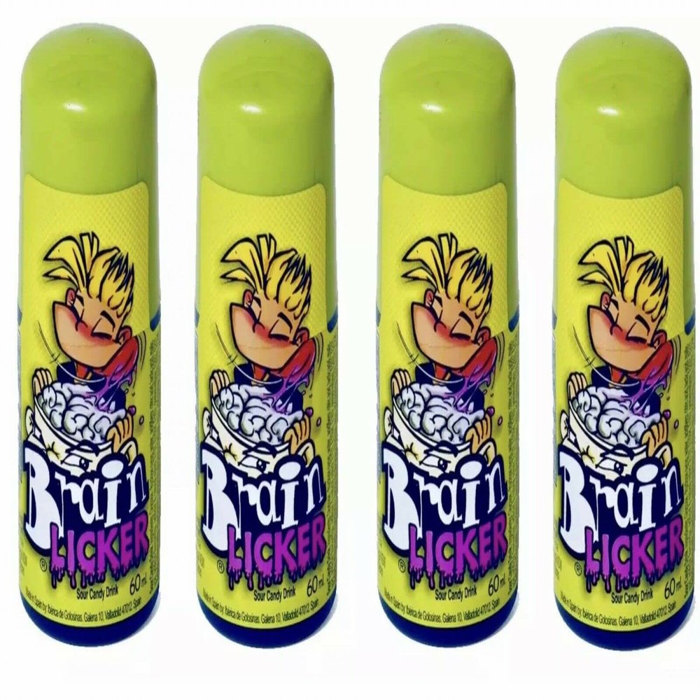 4 x Blue Brain Licker 60ml - Sour Candy Roller Drink - Blue Raspberry Flavour sour rolling candy - TikTok Brain Lickers