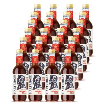 Hartridges 330ml Sparkling Traditional Classic Cola - Pack of 24 of 330ml Glass Bottles. Sparkling Drink with Natural Extracts and No Artificial Colours. Suitable for Vegans